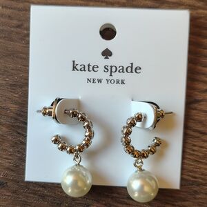 Kate Spade Modern Pearl Drop Huggies Pearl Earrings